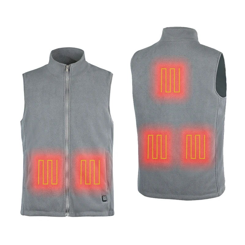 Серый жилет из мягкого флиса с USB 5 в жилет с подогревом жилет из углеродного волокна умный теплый жилет с подогревом