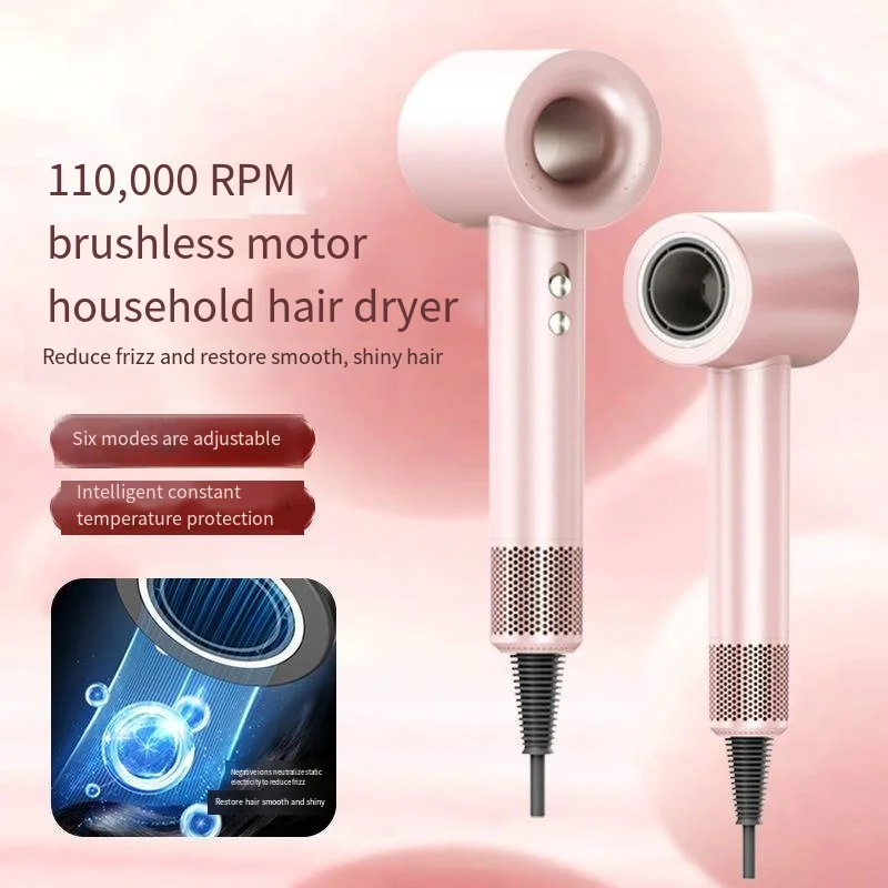 High-Speed Electric Hair Dryer High Power Negative Ion Non-Injury Leafless Hollow Blower Professional Hair Salon Home Plastic
