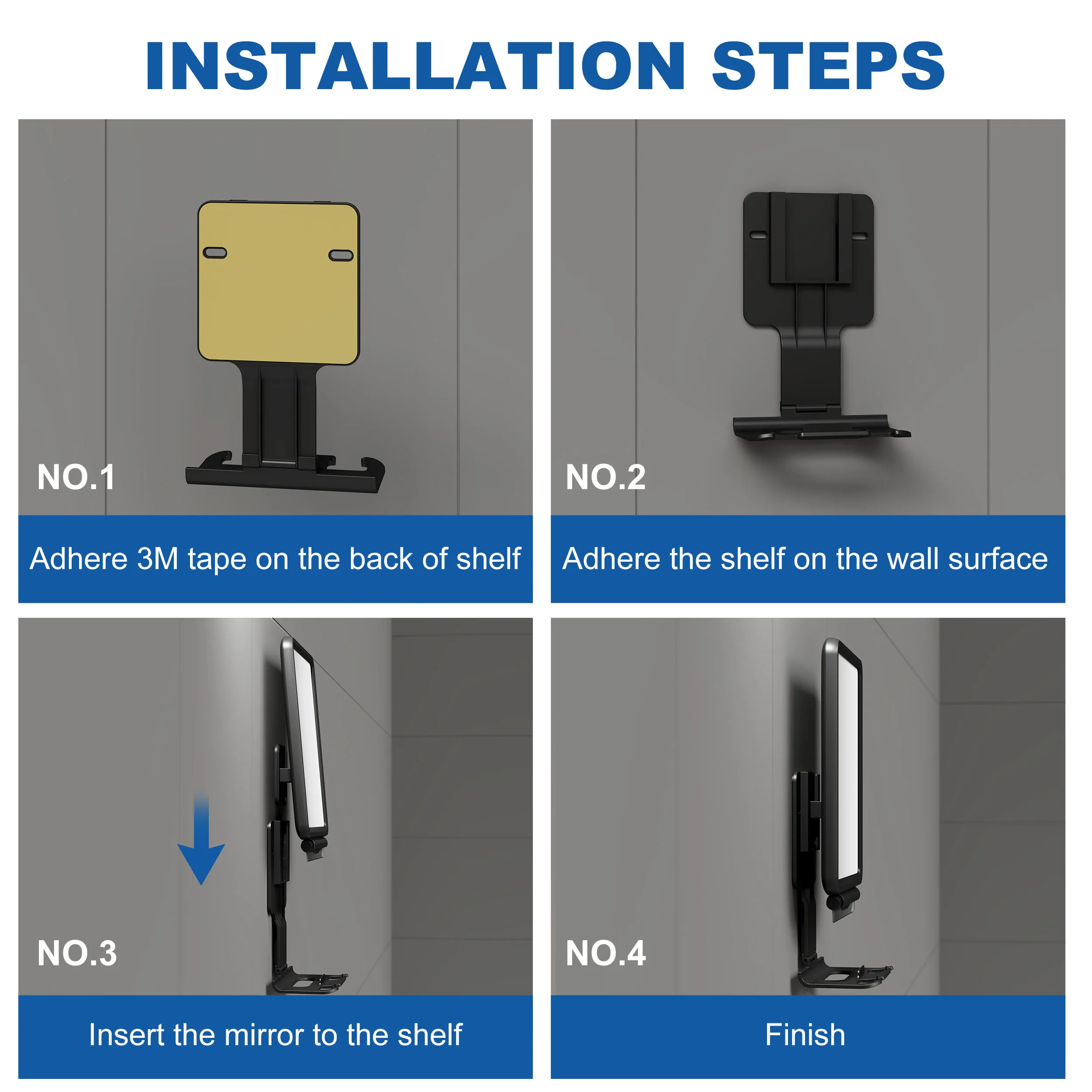 Custom Logo Upgraded Removable Anti Fog Wall Mounted Adjustable Razor Holder Fogless For Bathroom Shaving Shower Mirror