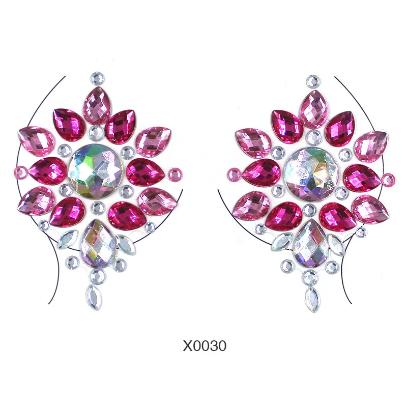 Dropshipping Party Sexy Girls Breast Body Chest Gem Stickers Crystal Nipple Stickers Festival Rhinestone Tattoo Stickers