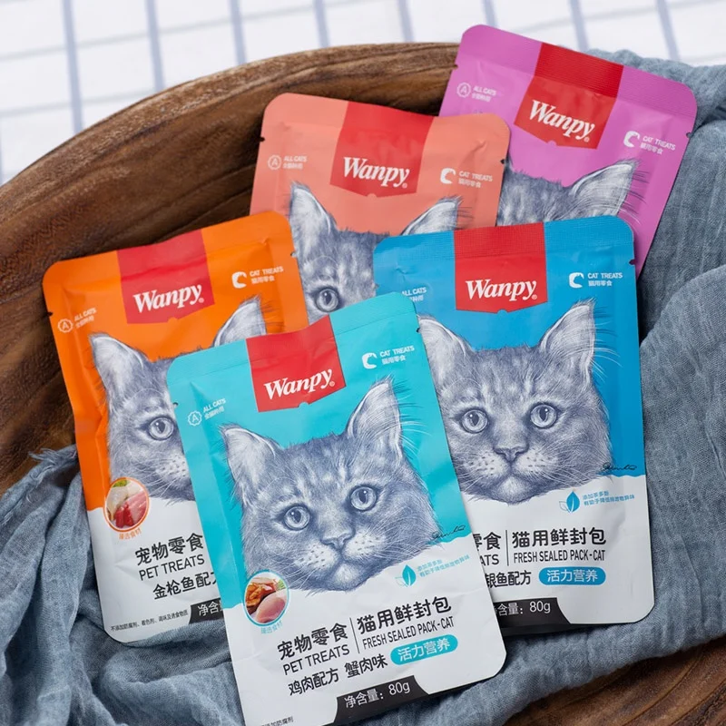 Wanpy Tasty Fresh Package Cat Treats Delicious Snack Chicken Salmon Tuna Various Flavor Cat Wet Snack