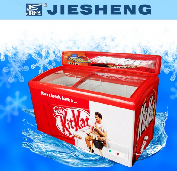 CE ETL Certificate 358L Curved Glass Door Display Ice Cream Freezer SD/SC-358Y