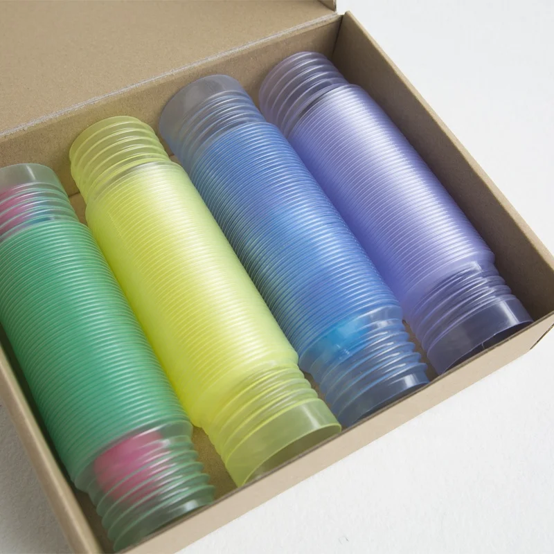 XL Kids Plastic Stretch Toy Luminous 5.5cm Fidgets Pipe Autism Sensory Tubes Adult Colorful Stress Relief Fidget Pop Tubes