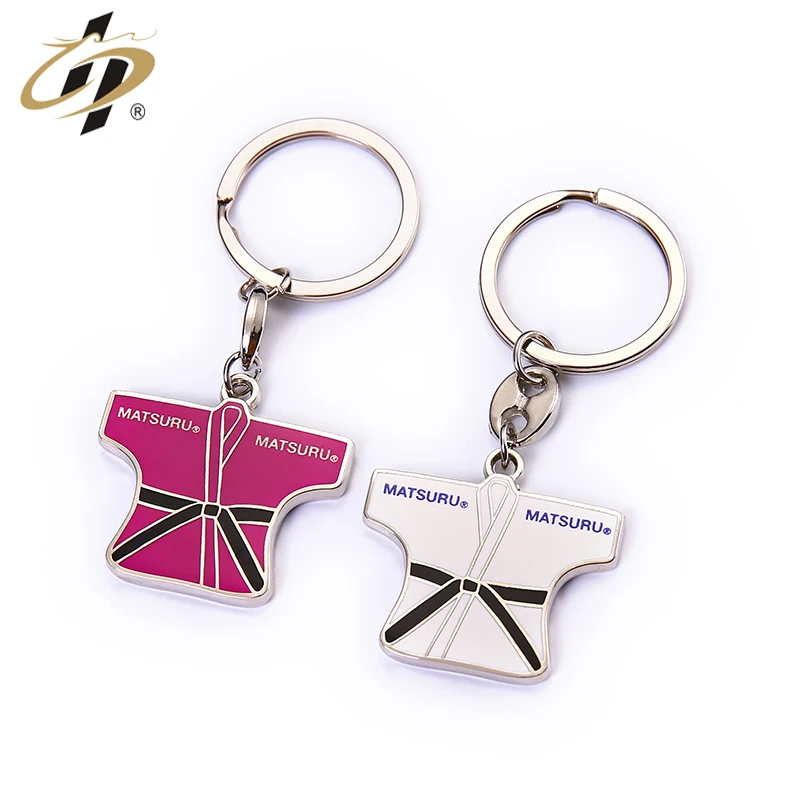 Custom hard enamel sliver metal Judo souvenir keychains no minimum