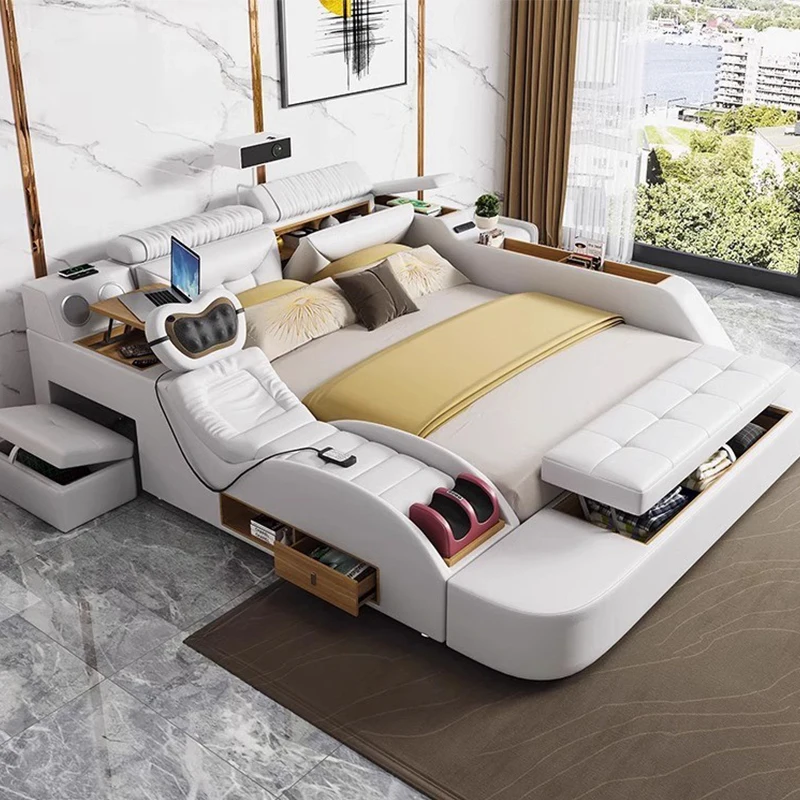 Modern Stylish Sitting Room Furniture Sofa Bed Set living room Sofa Bed multifunction storage bed with sound system and stool