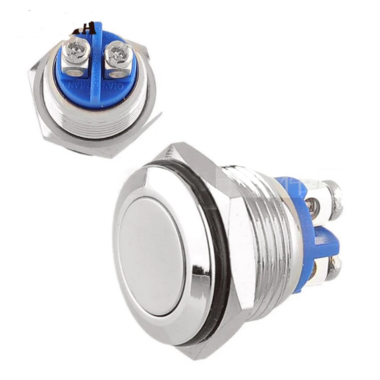 19mm high head flat head ball head screw foot self - compound metal push button switch