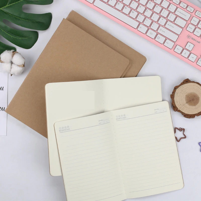 
Custom thread stitching binding lined craft paper notebook blank paper a5 kraft lined planner note book 