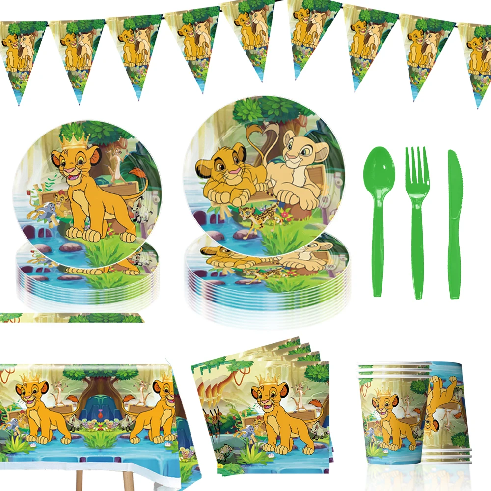 Movie Lion King birthday themed party Package Pull flag balloon paper plate paper cup tablecloth party supplies decoration
