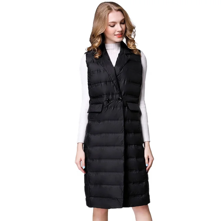 
Factory direct winter sleeveless long waistcoats padded women down vests 