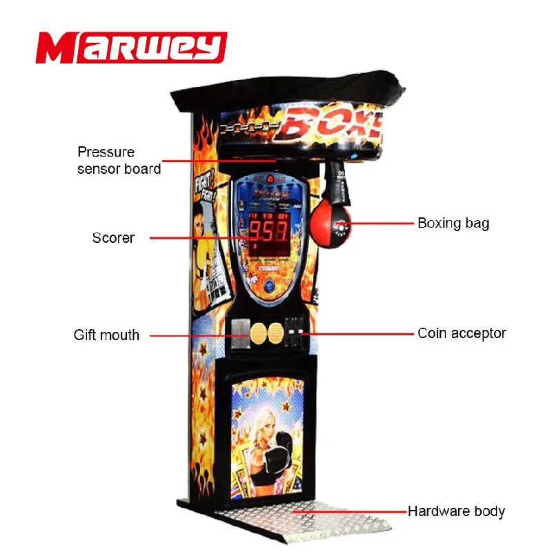 Coin Operated Sport Arcade Boxing Game Machine Big King Kick Punching Fire Boxing Machine