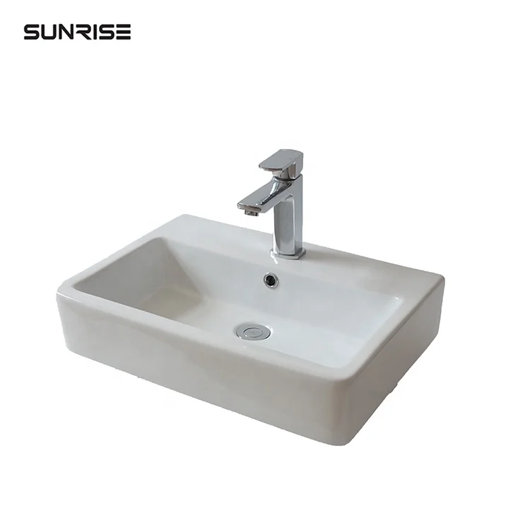  Moderm hotel family apartment Cabinet Countertop white color bathroom ceramic