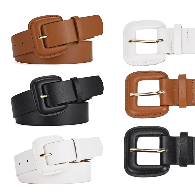 Ladies fashion belt, PU covered buckle belt, big buckle belt