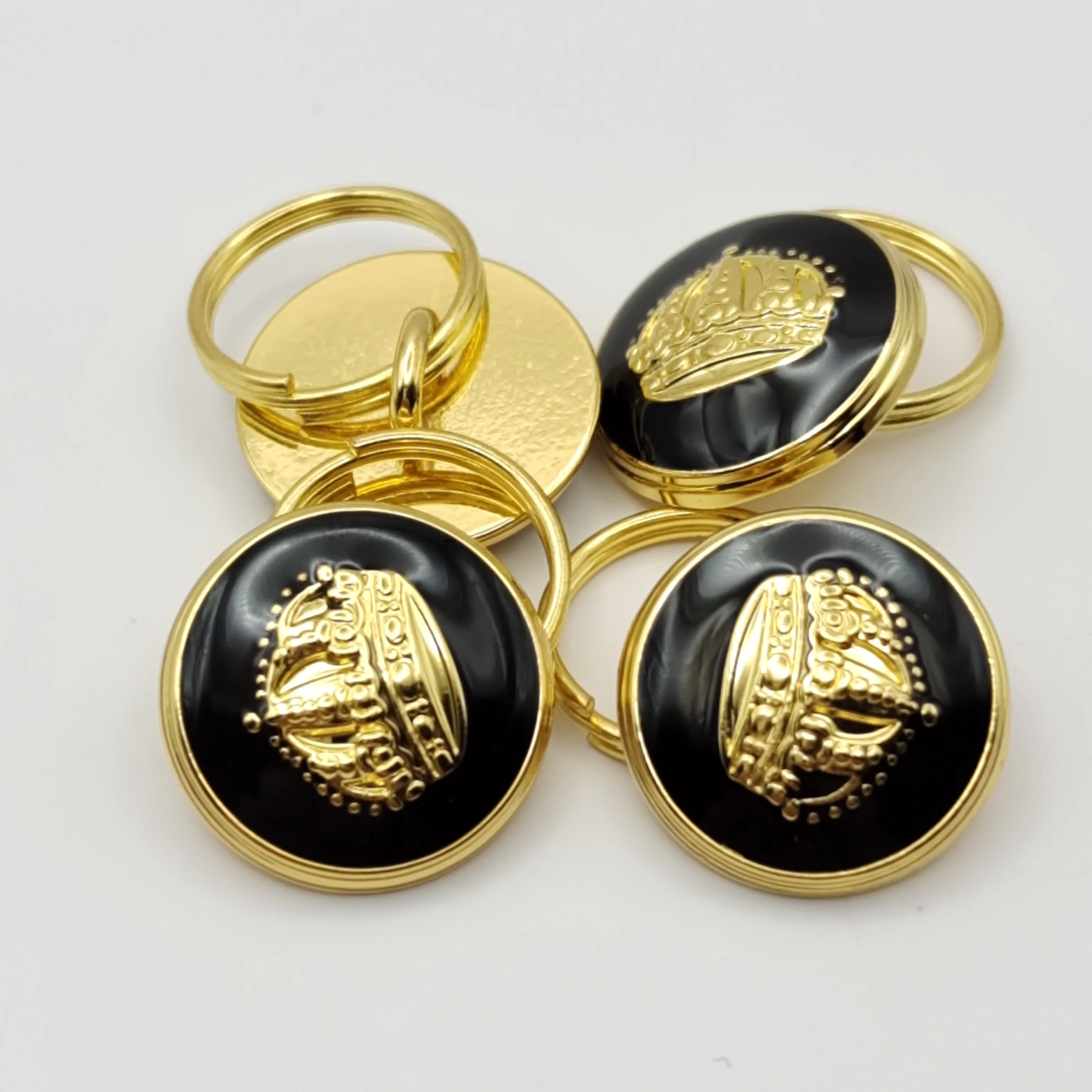 Nickel-Free High Quality EM ODM Custom Logo Zinc Alloy Crown Head Fancy Golden Sewing Button for Men Blazer Coat