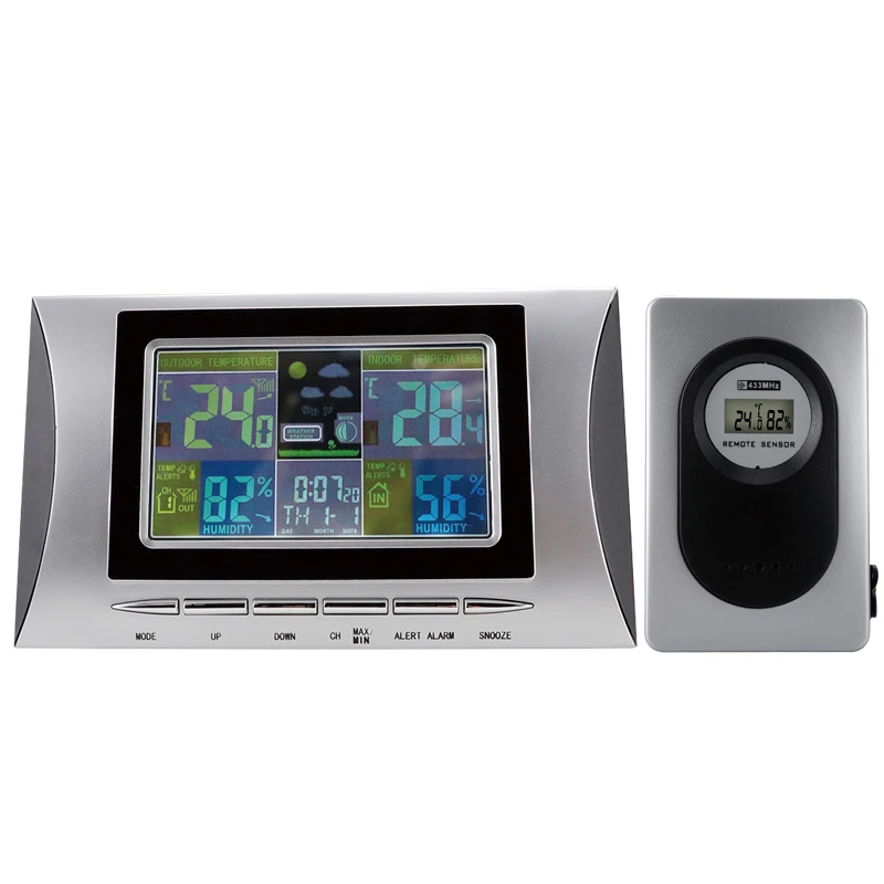 Outdoor Smart Personal Portable Predict Pce Station With Color Display Professional Weather Stations Wireless Indoor Outd Clock
