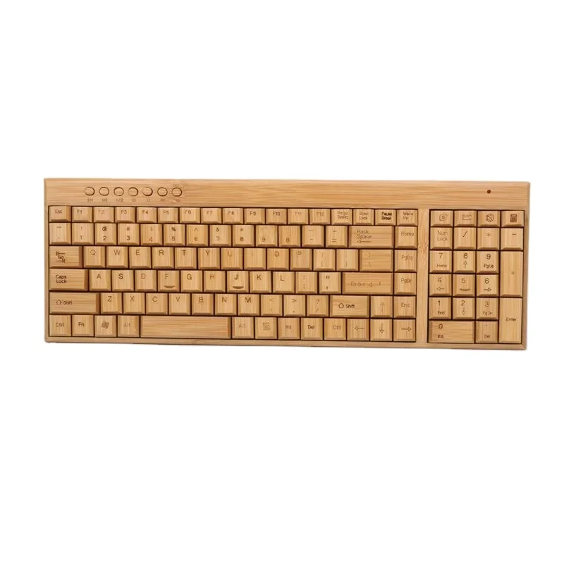 2.4ghz Wood Bamboo USB Office Desktop PC Optical Computer PC Laptop Desktop Notebook Smart TV Small Keyboard for Laptop 108 Keys