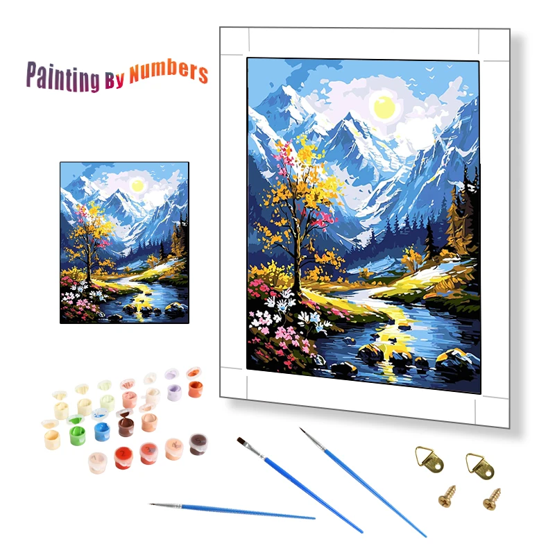 Wholesale Painting By Numbers Snow Mountain Custom Landscape Digital Painting Home Decor