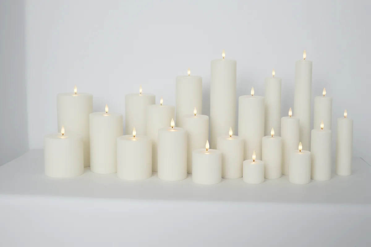 Custom Size Color Hot Sale Christmas Battery Flameless Led Candle Light Real Wax Pilar Led Candles