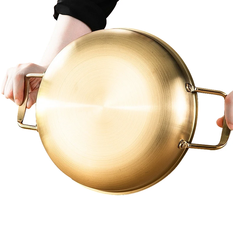 Stainless Steel Paella Pans Frying Cooking Pan  round frying pan Skillets