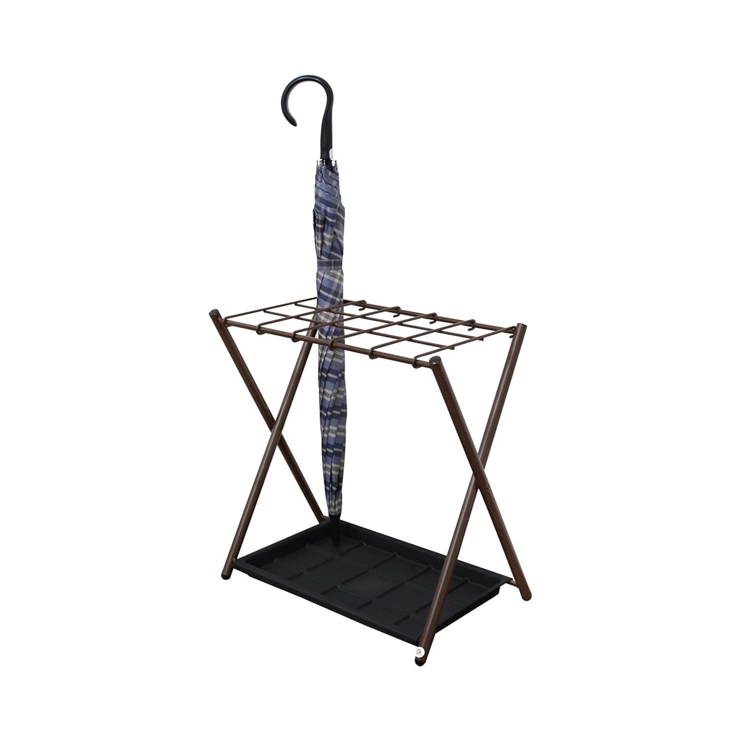 LIFE Folding Umbrella Storage Stand Rack Holder Organizer Bin for Entryway Home Commercial Office Decor with Drip Tray