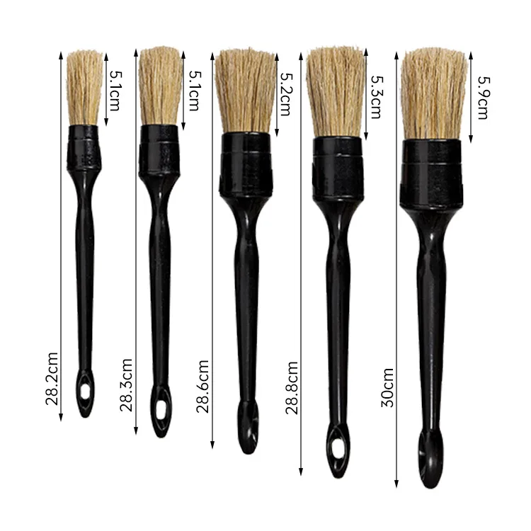 High quality hog Hair interior cleaning wash wheel brush set 5pcs car gap detailing brush set