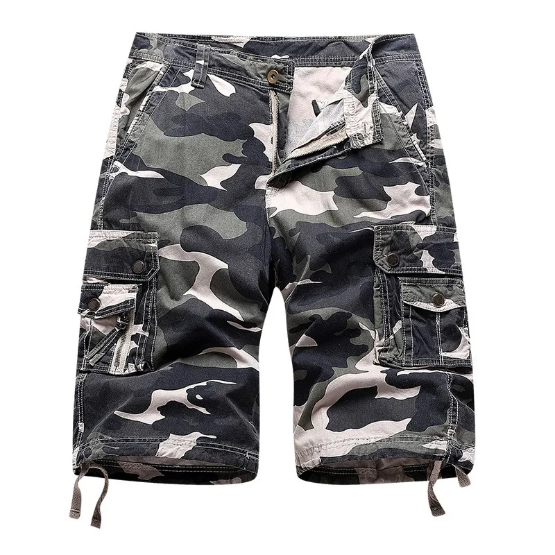 2024 High Quality  Mens Casual Knee Length Cotton Washed  camouflage Summer Cargo Shorts Men Cotton Workout Bermuda short pants