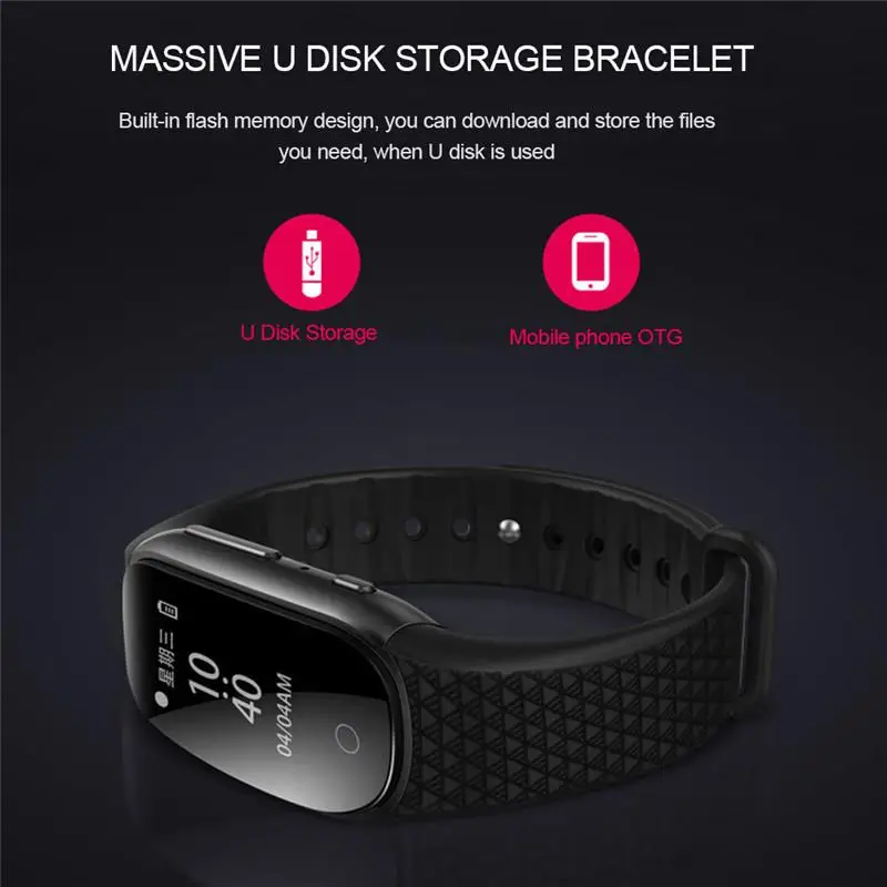 QZT voice recorder wrist watch black sound recorder