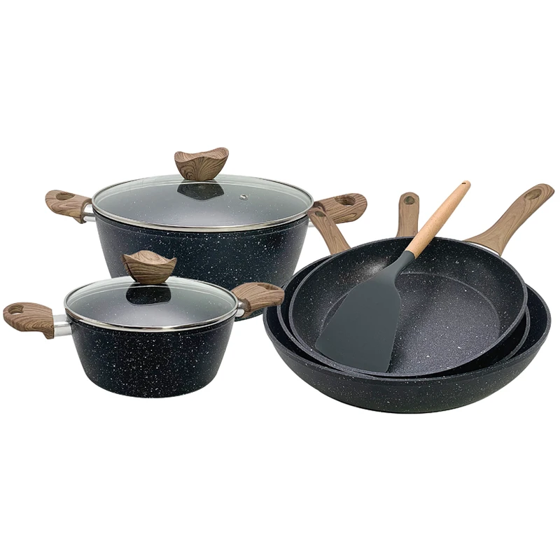 aluminum non stick cookware set non-stick pan granite soup pot set kitchenware no stick casserole set