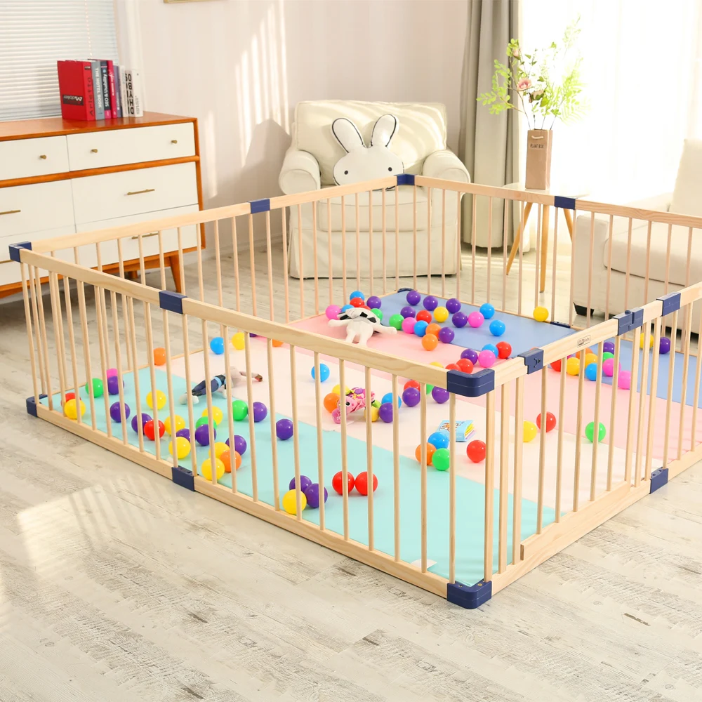 Factory Direct Price Supply Easy To Install Remove Playpen Wood Smooth Without Burr Baby Wood Playpen