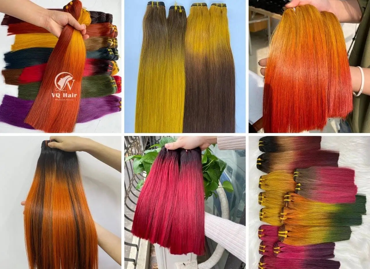 FH Double Drawn 3 Human Hair Bundle with Closure Set  4x4 Straight  Lace Closure 100% Real Hair 99j Colored Machine Weft