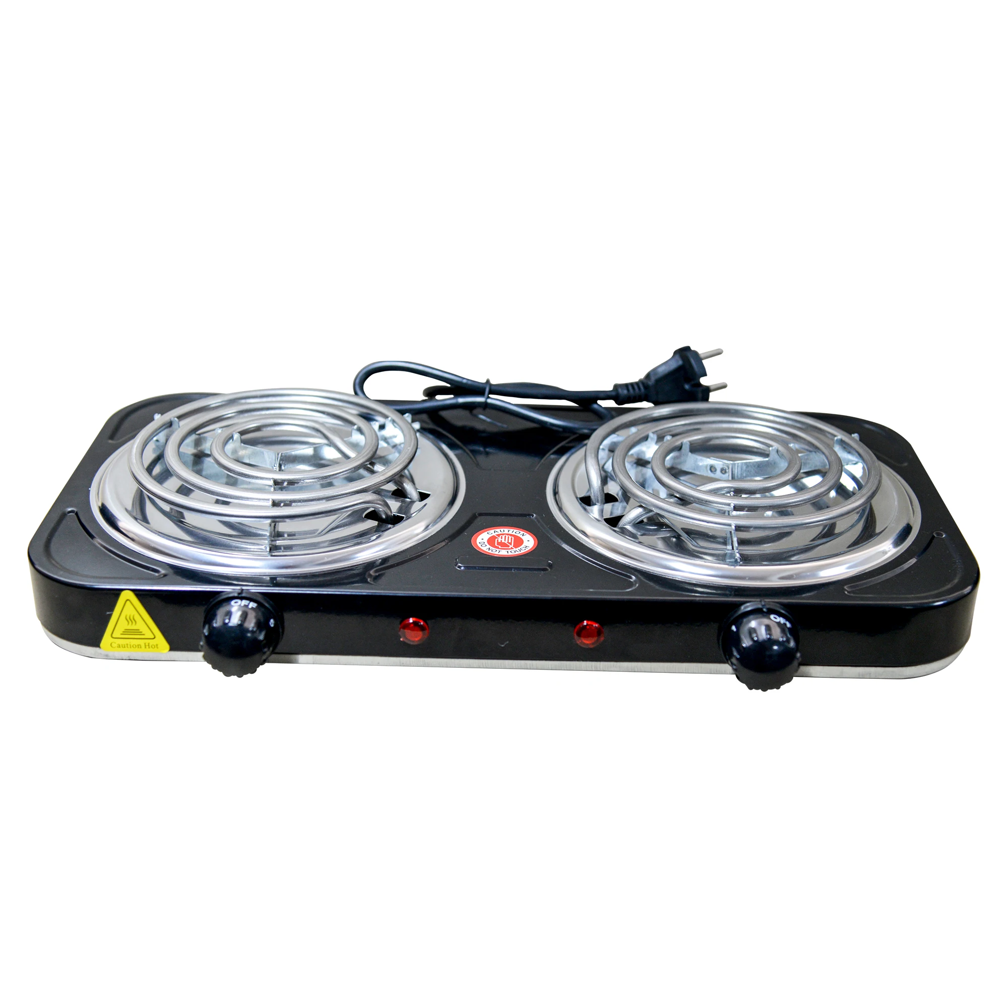 Electric Double Hot Plate Electric Burner Cooktop, 5 Level Temperature Control & Stainless Steel Base, Compact and Portable