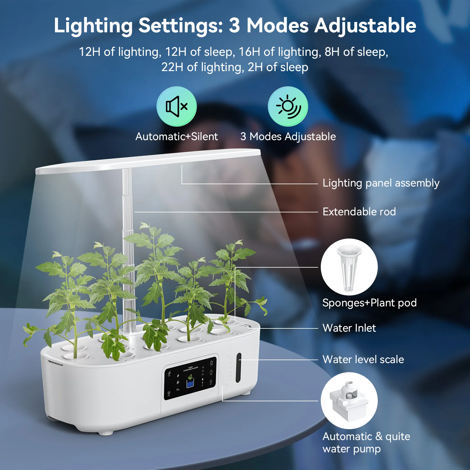 Wholesales GS310 smart hydroponic system indoor smart plant garden 13 pods with LED grow light
