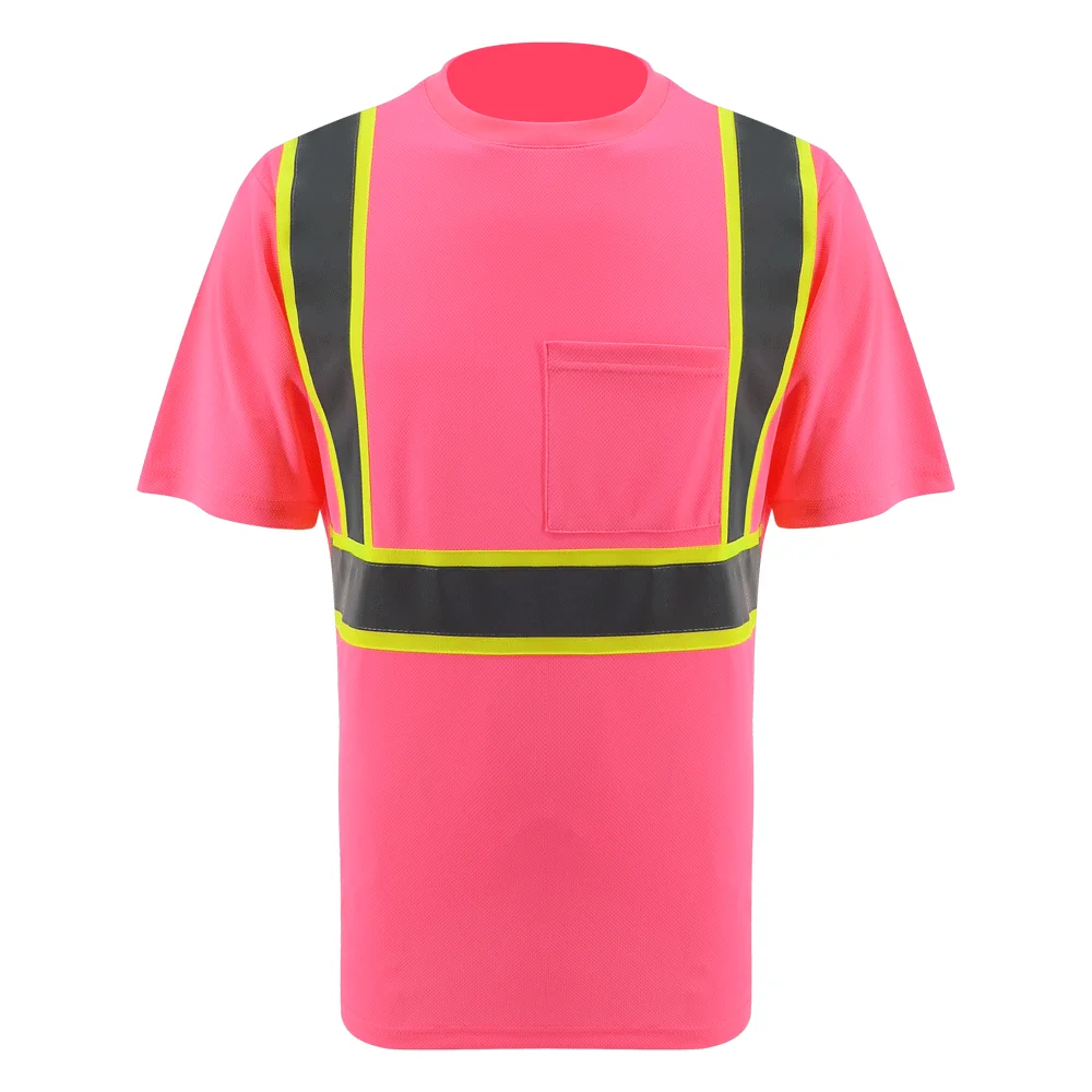 E-commerce Model Summer Outdoor Short Sleeve Safety T Shirt Hot Sale Bird Eye Fabric Hi Vis safety T Shirt