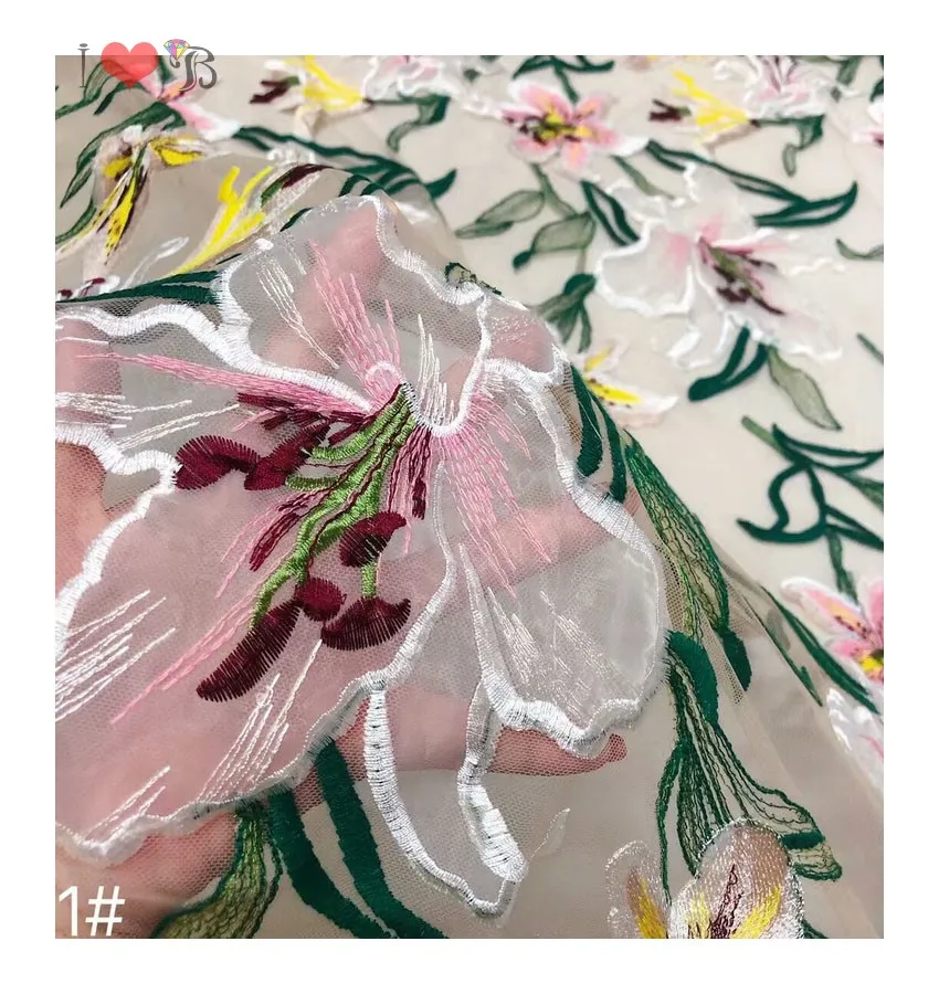 light luxury delicate embroidered soft tulle floral lace fabric, paris fashion show lace fabric