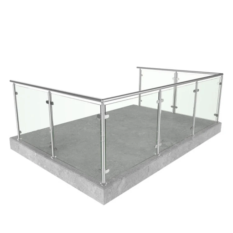 304 316 Optional Side Mount Handrail, Stainless Steel Stair Balcony Frameless Glass Railing