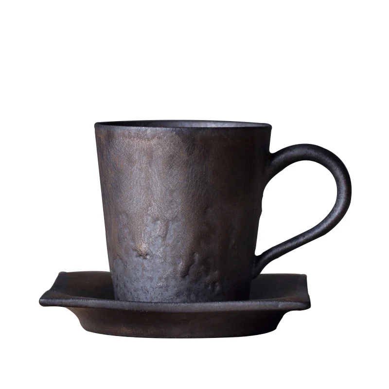 Горячая Распродажа фарфоровая кружка, керамическая чашка с блюдцем, керамическая кофейная кружка рустикального цвета для дома и офиса