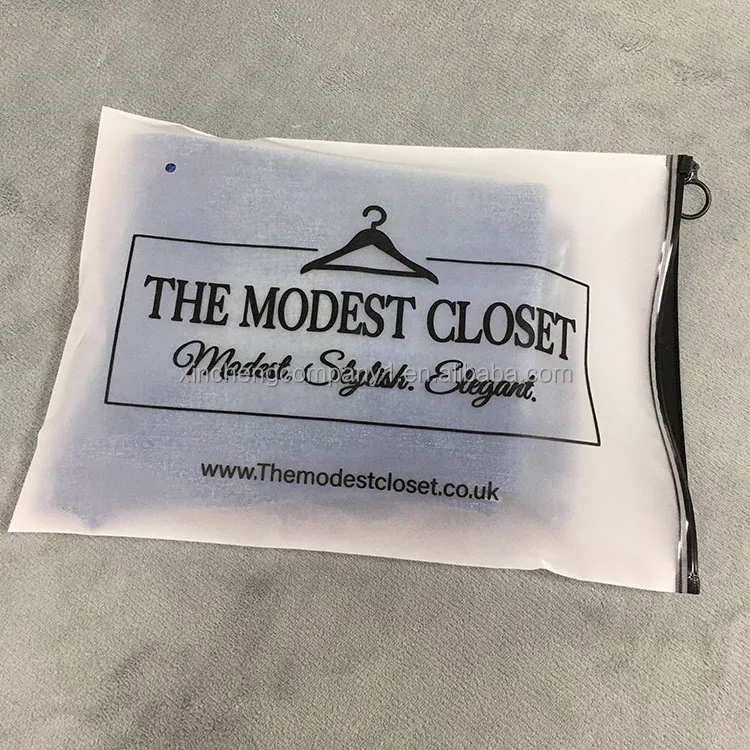 Eco friendly zippered clothes packaging bag frosted plastic ziplock bag PE zip lock packaging bag with your logo