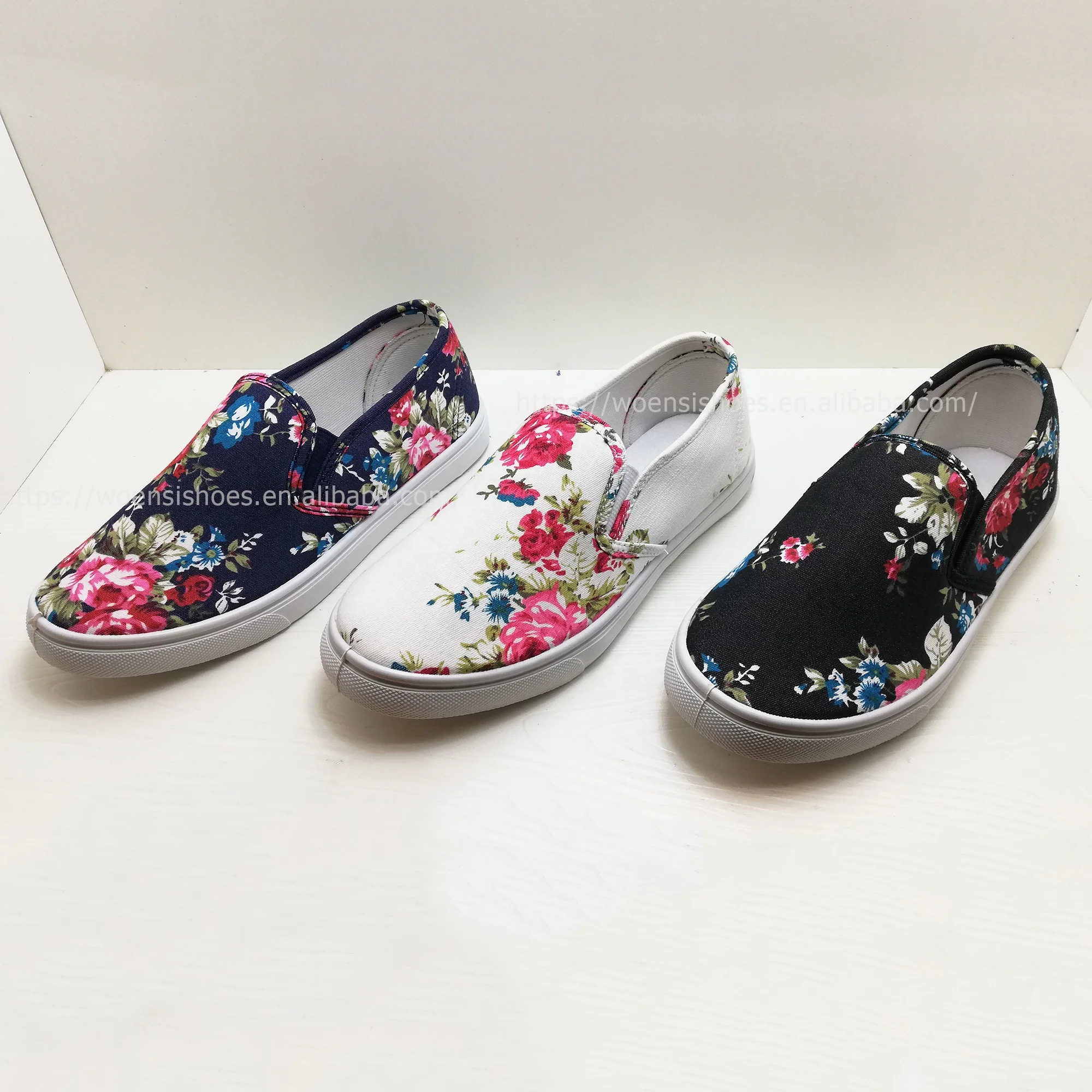 2024 new fashion customized cheap injection canvas shoes ladies floral shoes women sneakers shoes