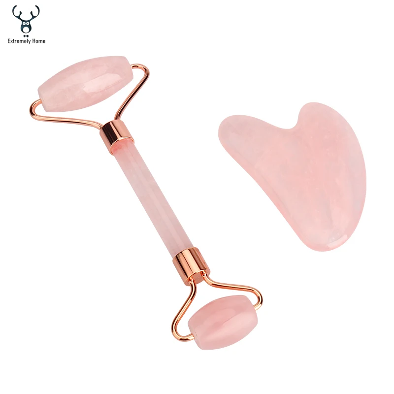 Bulk Cheap gold high qualoty gua sha rose quartz jade derma stone face roller jade roller