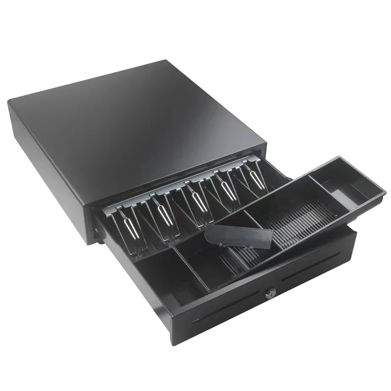 China High Quality Black Hot Selling Cash Drawer with 5 Bill 8 Conis Mini Cash Drawer for Pos with RJ11