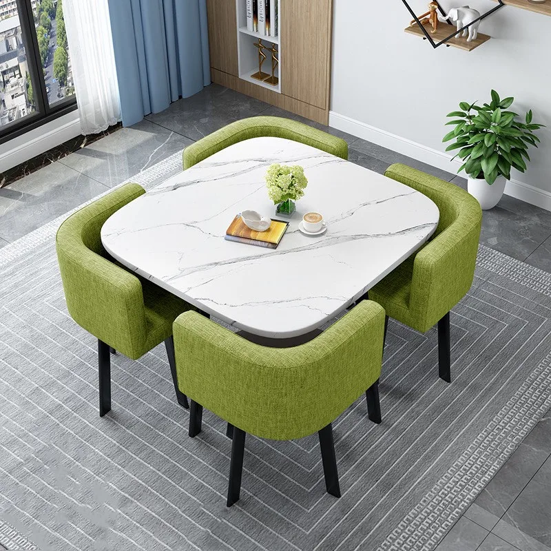 Modern Luxury Wood Kitchen Restaurant Tables And Chair Sets Room Furniture Small Round Marble Wooden Dining Table Set 4 Chairs
