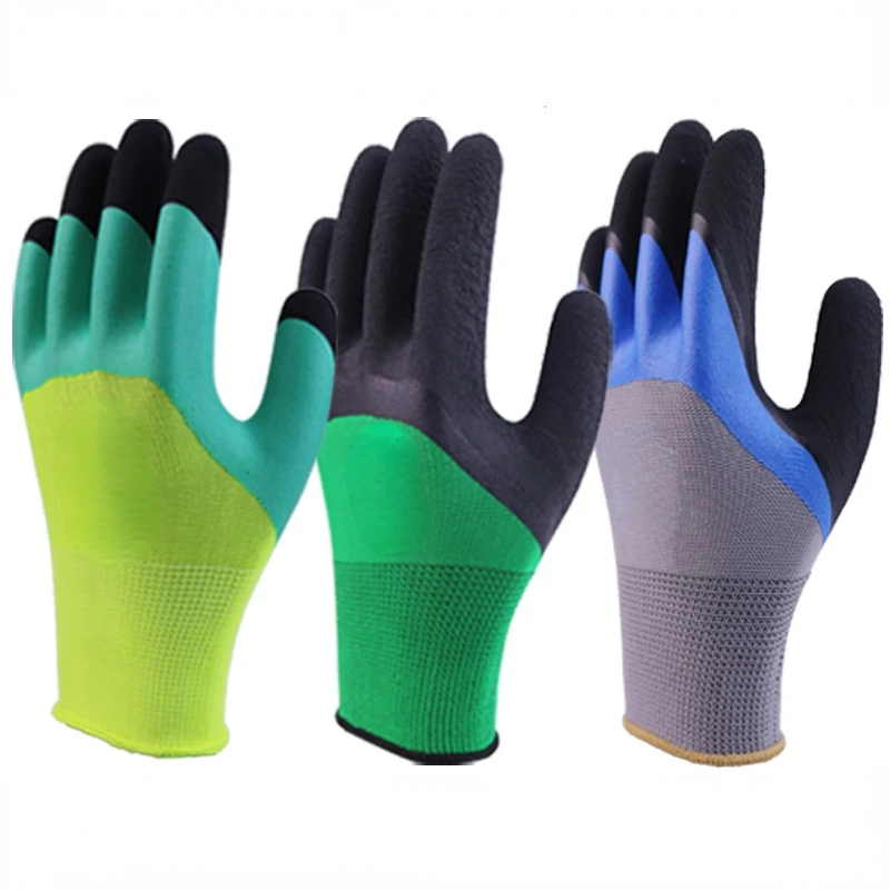 Manufacturers supply nylon latex non slip wear resistant work labor protection coating gloves