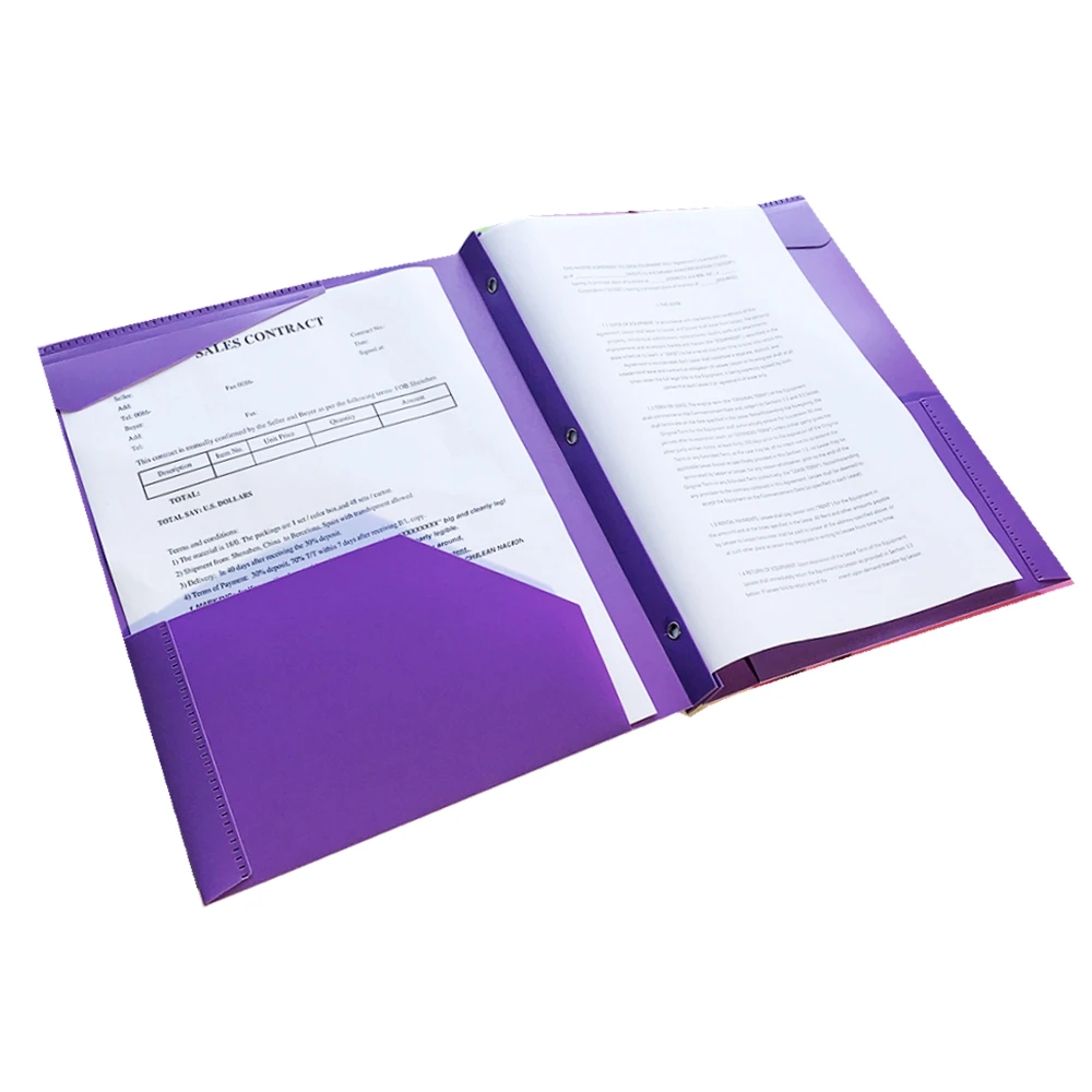 Three-Hole Punch Prong Fasteners Letter Size Assorted Color File Folder