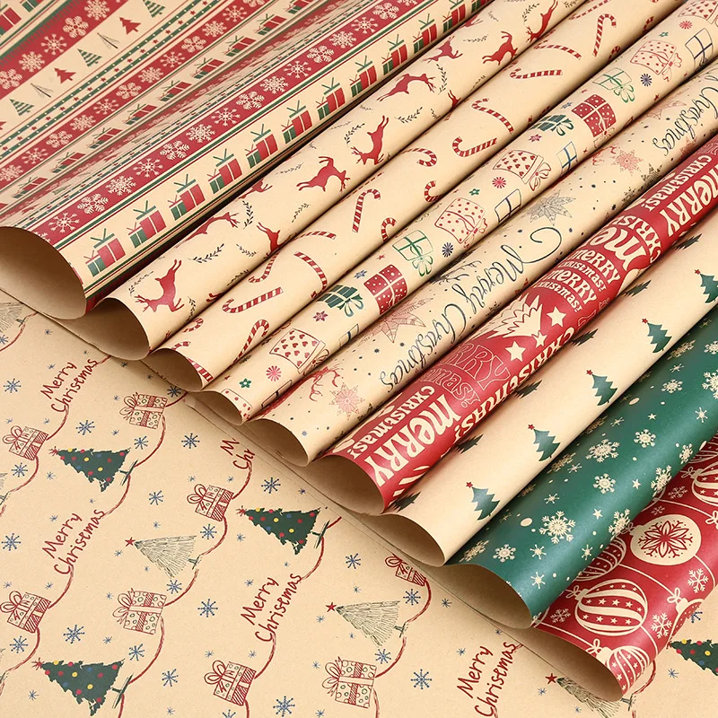 Wholesale Custom Wrapping paper Roll Tissue paper sheets Brown Kraft Christmas gift wrapping paper for flowers Gifts box packing