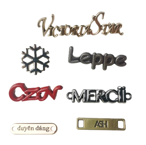 Factory wholesale alloy electroplating metal logo garment custom tags for clothing tags labels clothes