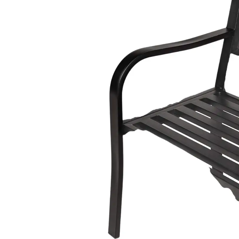 Outdoor Garden Bench with Pullout Middle Table, Double Seat Steel Metal for Patio, Porch, Backyard w/Weather- Resistant Frame