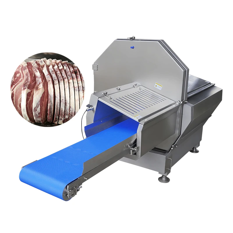 Conveyor belt 36K  pork steak slicer machine which can be equipped with external touch screen frozen beef slicing equipment
