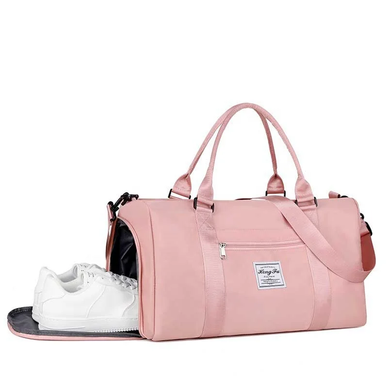 Custom Logo Spend Night Weekend Tote Duffel Bag Foldable Waterproof Gym Sports Pink Travel Duffle Bag For Women Men Girls