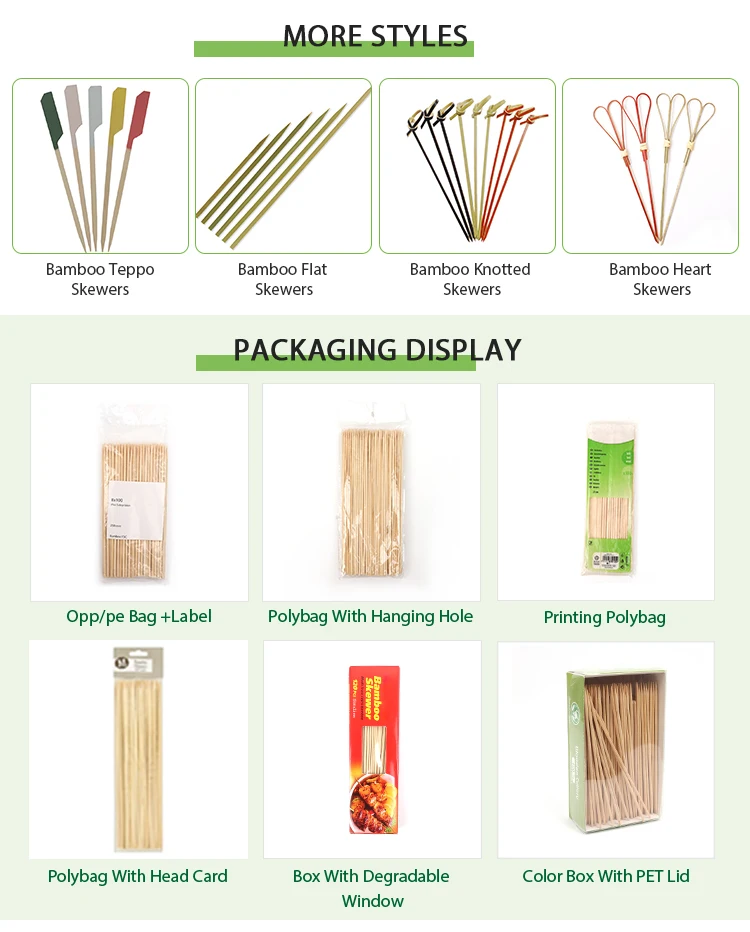 Bamboo Skewers 100PCS BBQ Skewers Bamboo Grill Shish Kabob Skewers Natural Bamboo Sticks for Barbecue