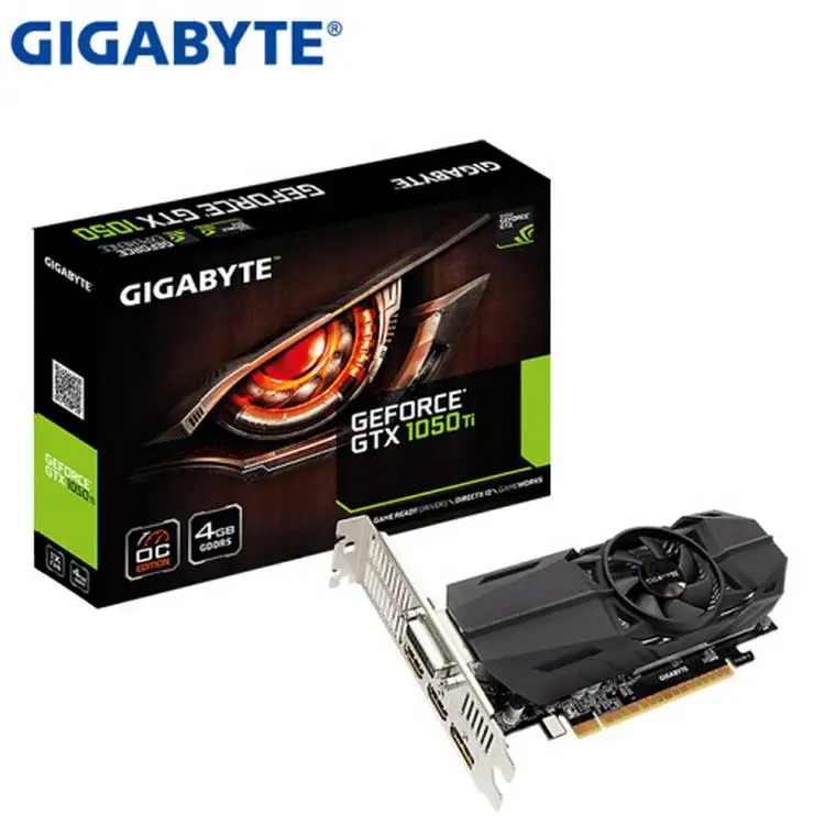 GIGABYTE GTX 1050Ti OC низкий профиль 4G 1303-1442 МГц/7008 МГц 4G/128bit игровой видеокарты