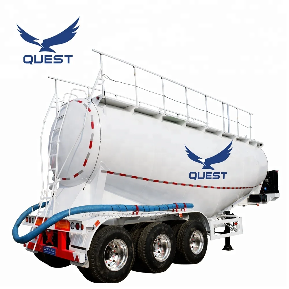 QUEST Factory Manufacture Various High Quality Dry Powder Large Capacity Tanker Bulk Cement Semi Trailer